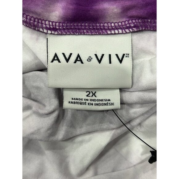 Ava and Viv NWT Purple White Tie Dye Midi Skirt SZ XXL - Picture 5 of 10